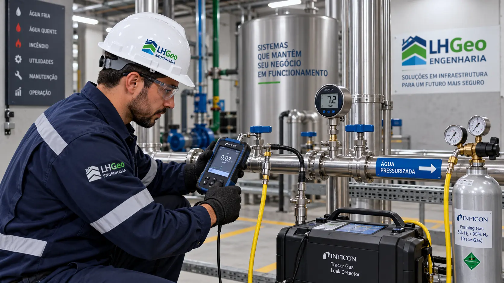Detecção de vazamento com gás traçador em rede pressurizada de planta industrial — Ribeirão Preto e região