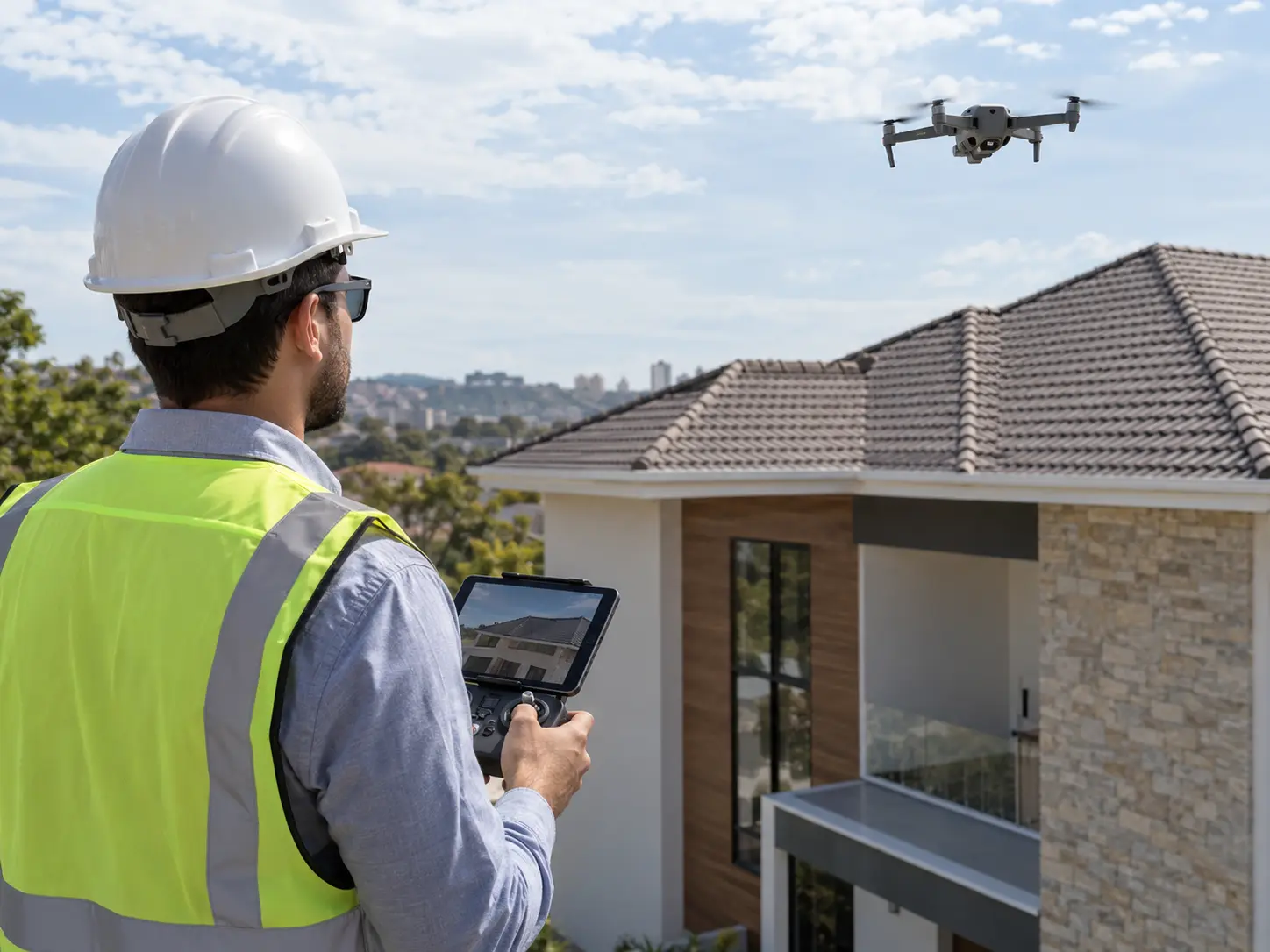 Vistoria com drone para caracterização de fachada e telhado