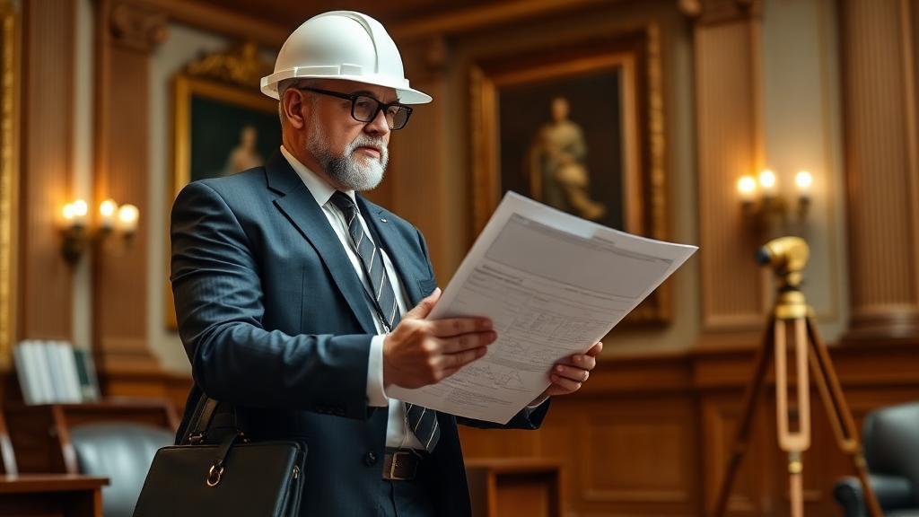 engenheiro analisando documentos técnicos de um processo