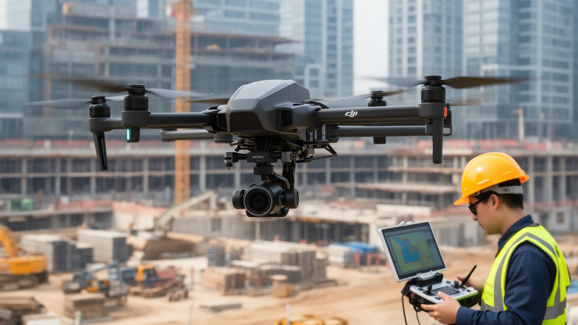 Operação de topografia com drone em área de terreno para levantamento planialtimétrico