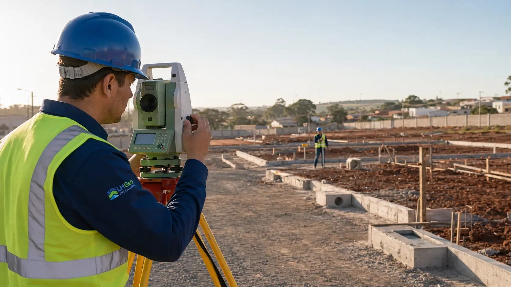 Profissional realizando levantamento topográfico em obra em Jaú